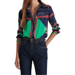 RALPH LAUREN Petite Print Twill blouse